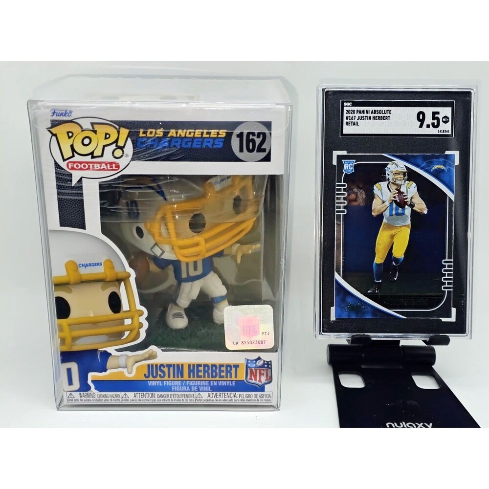 2020 Panini Absolute Justin Herbert RC #167 SGC 9.5 & Funko Pop #162 Chargers